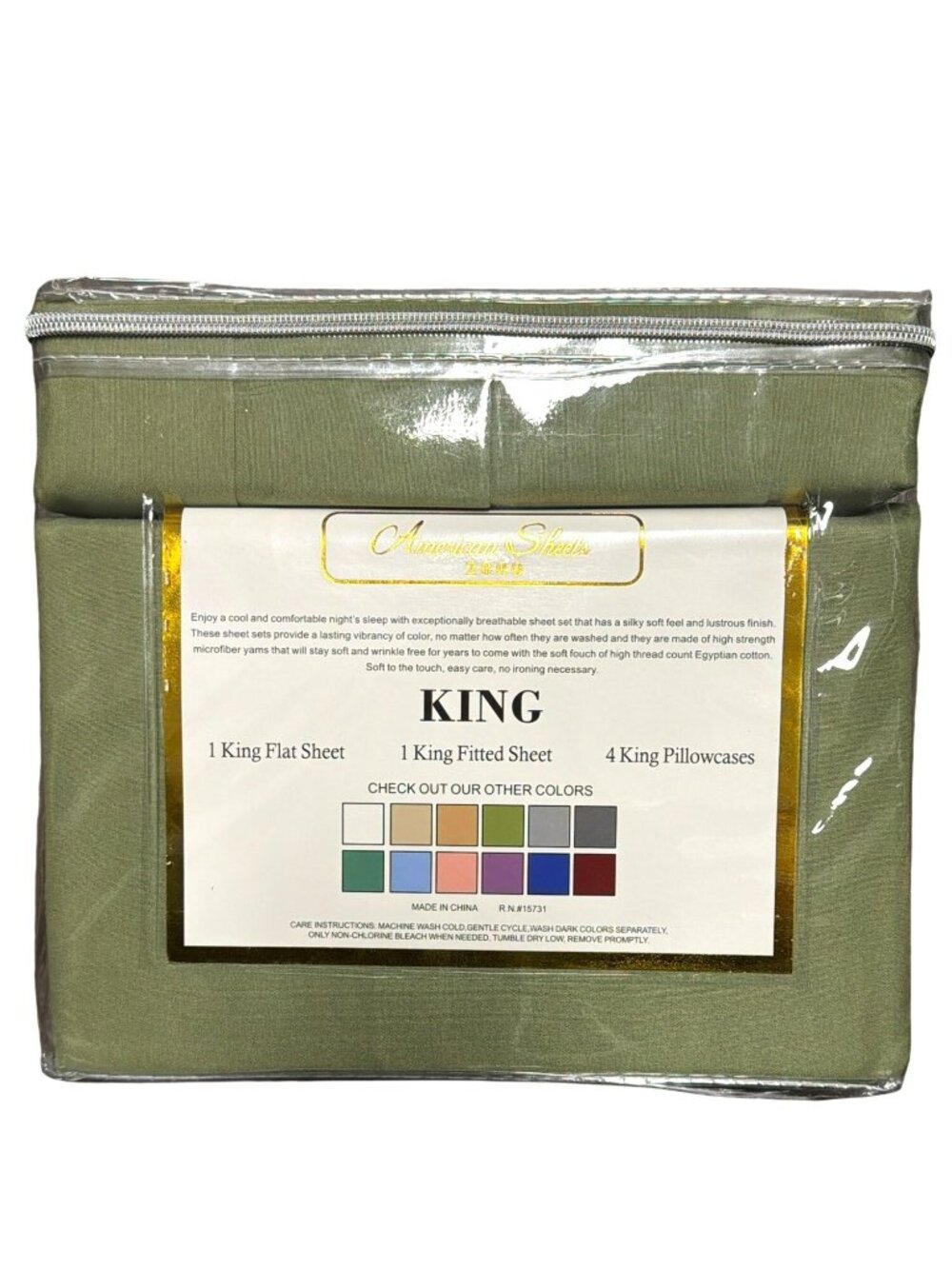 American Sheets King Size 6-Piece Sheet Set 2000 Thread Count Sage Green
